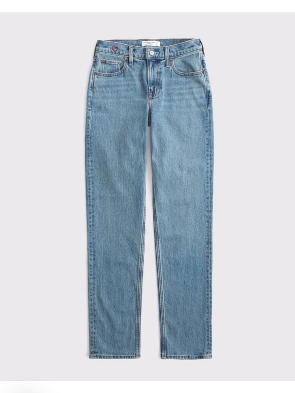 Abercrombie 90’s Straight Heart Embroidered Jean